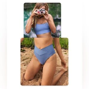 Aerie Slate Blue Bikini with CrossOver Bottoms